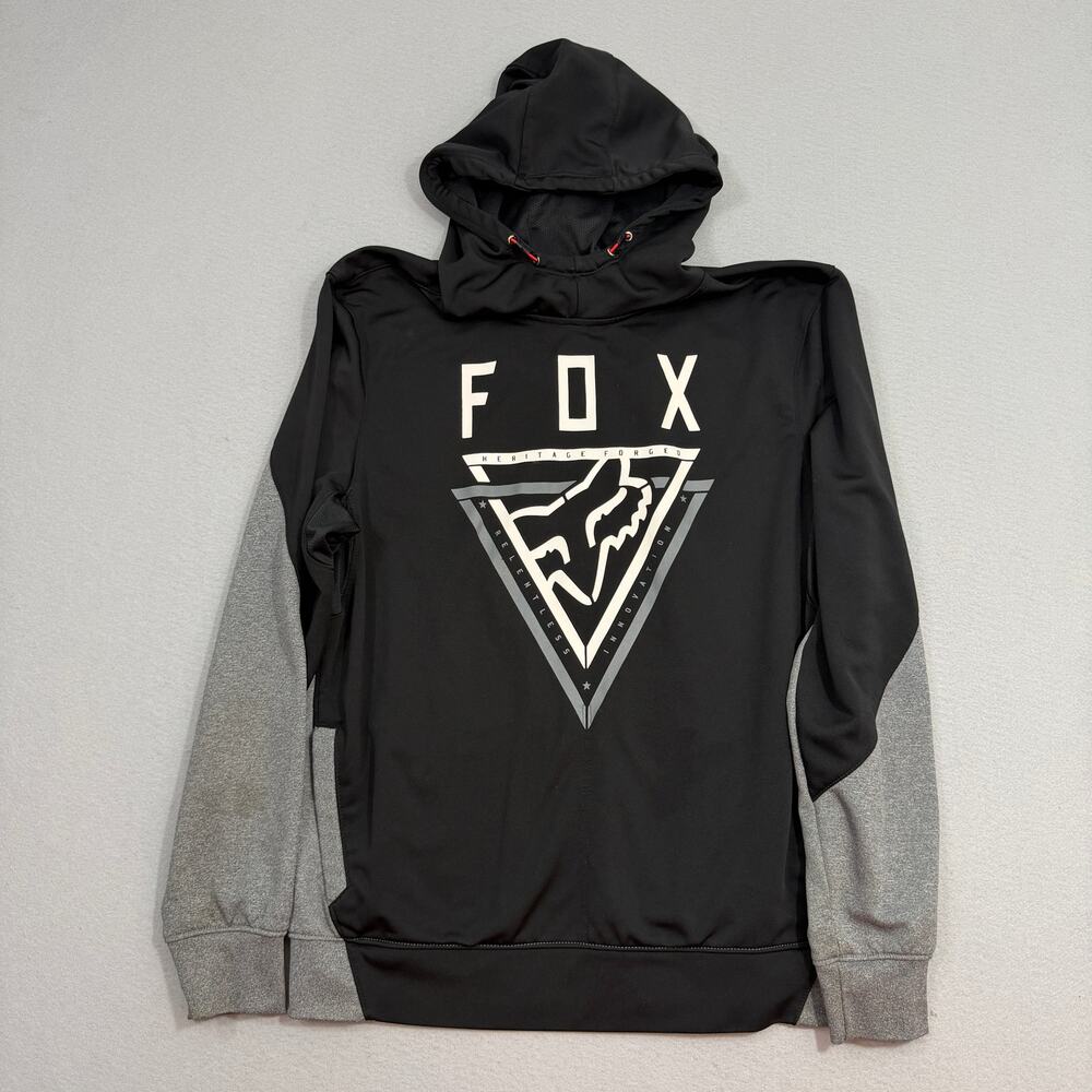Fox Racing Hoodie Men's Large Black Gray Sweatshirt Motocross Dirt Bike